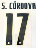 Name set Número S. Córdova 17 Club América 2020-21 Para la camiseta de visita/for away kit Player Issue Lecteus