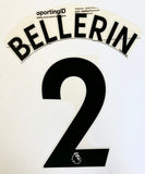 Name set Número Bellerín 2 Arsenal 2020-21 For away kit/Para la camiseta de visita Premier League Avery Dennison Player Issue