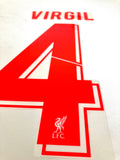 Name set Número Virgil 4 Liverpool FC 2020-21 For third kit/Para la tercera equipación Champions League/FA Cup Avery Dennison Player Issue