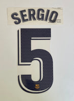 Name set Número Sergio 5 FC Barcelona 2019-22 Fourth kit/Cuarta equipación Senyera La Liga Avery Dennison Player Issue