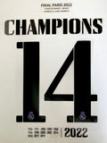Name set Número 14 Champions Edición Especial Celebración Real Madrid 2022-23 Champions League For home kit/Para la camiseta de local Avery Dennison Player Issue