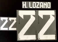 Name set Número H. Lozano 22 Selección Nacional de México 2022 For home kit/Para la camiseta de local  Mundial de Qatar Cantón Merchandising/Dekographics Kitroom Player Issue