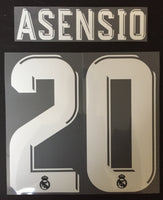 Name Set Número “Asensio 20” Real Madrid 2017-18 Para la camiseta de Visita y tercera/for away and third kit SportingiD