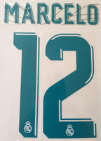 Name Set Número “Marcelo 12” Real Madrid 2017-18 Para la camiseta de Local/for Home kit SportingiD