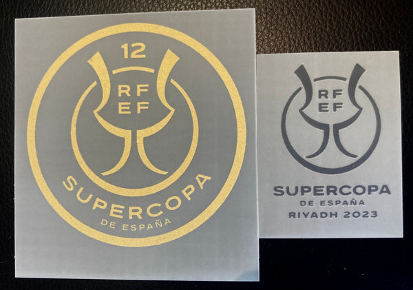 Set de parches y MDT Oficiales Final Supercopa de España 2023 Real Madrid CF Textprint Player Issue