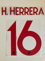 Name set Número “H. Herrera 16” Atlético de Madrid 2019-20 Para la camiseta de visita/for away kit Champions League/Copa del Rey Sipesa