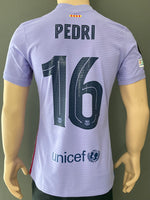 Jersey Barcelona 2021-22 Pedri 16 versión jugador utileria visitante Europa League DriFit ADV away Europa League Player Issue Kitroom