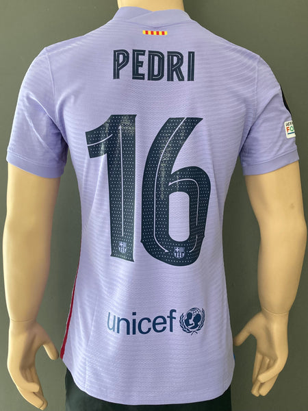 Jersey Barcelona 2021-22 Pedri 16 versión jugador utileria visitante Europa League DriFit ADV away Europa League Player Issue Kitroom
