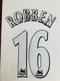 Name Set Número “Robben 16”  Chelsea 2004-07 Para la camiseta de local/for Home kit Premier League SportingiD