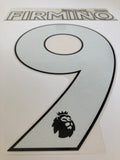Name set Número Firmino 9 Liverpool FC 2019-22 For home and third kit/Para la camiseta de local y tercera Premier League Avery Dennison Player Issue